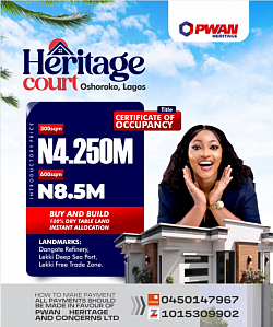 Heritage Court Estate Oshoroko Lagos, with C of O