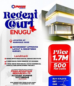 Regent Court Estate Enugu, with Govt. Approved Layout